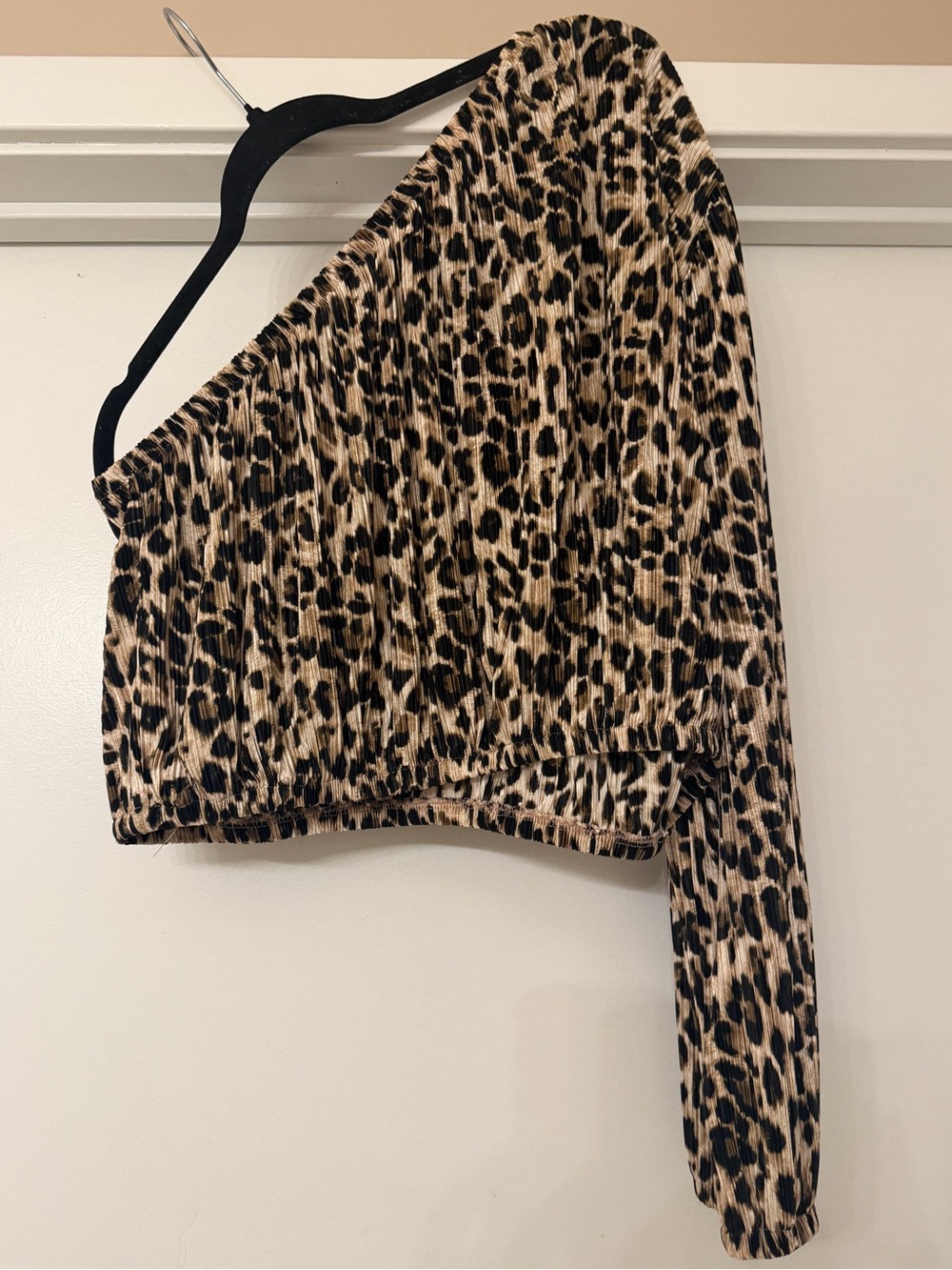Express One-Shoulder Leopard Print Crop Top